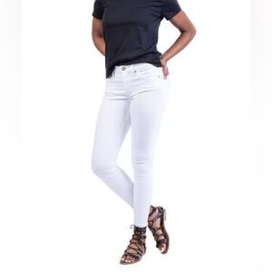 NWT Judy Blue White Distressed Hem Skinny Jeans